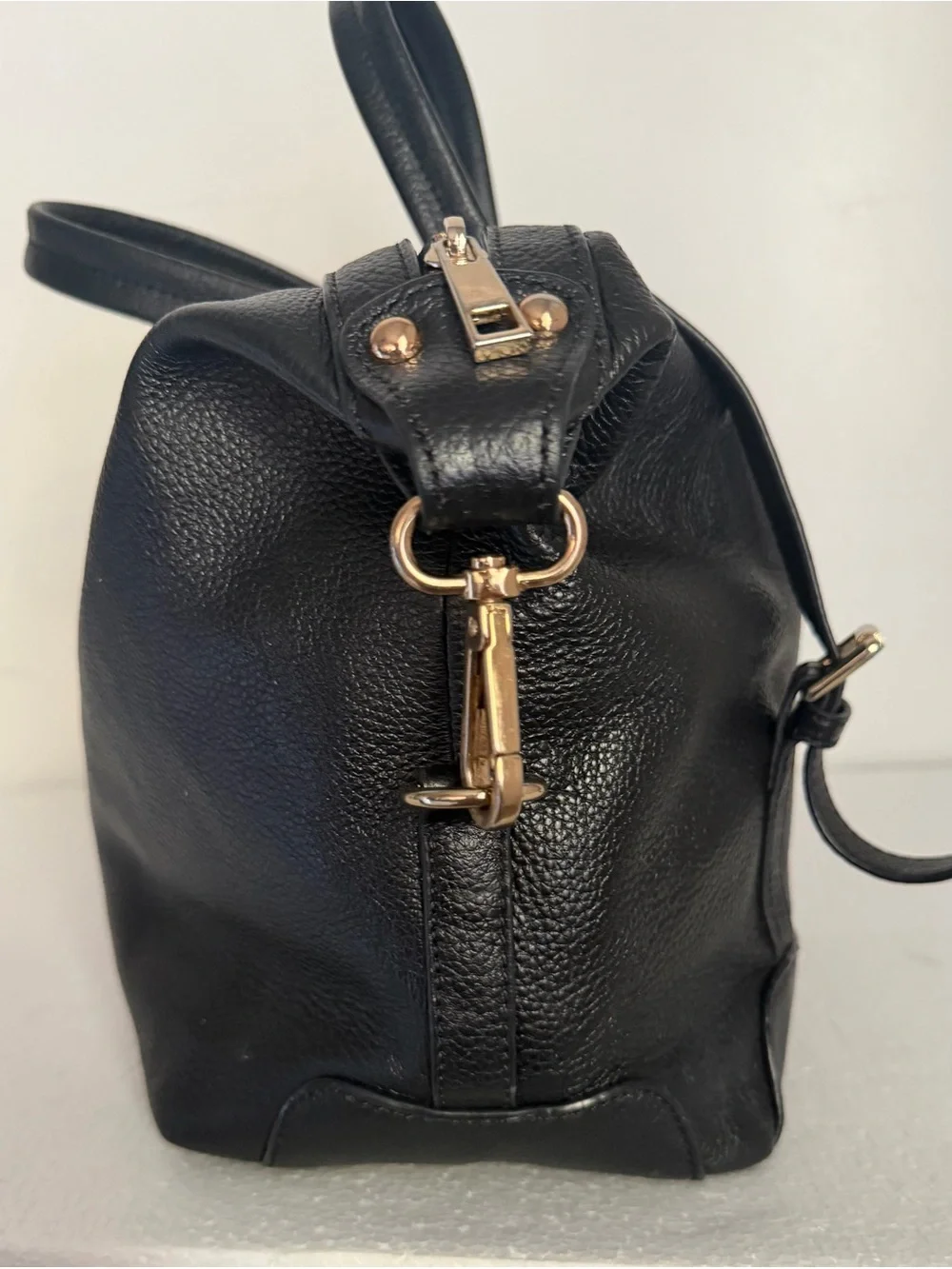 Ora Delphine Adele Satchel in black pebbled leather